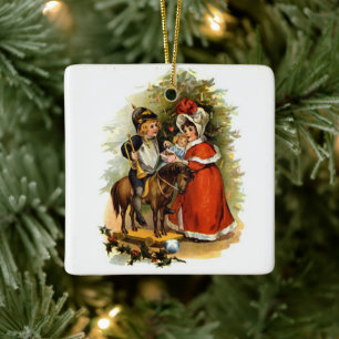 Vintage kerstkinderen keramisch ornament