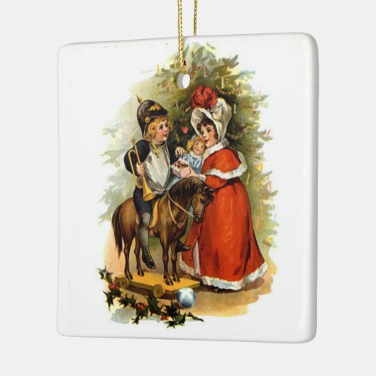 Vintage kerstkinderen keramisch ornament (Links)