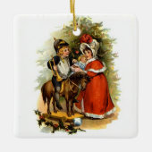 Vintage kerstkinderen keramisch ornament (Voorkant)