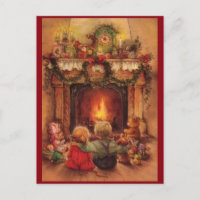 Vintage kerstkinderen met vuur