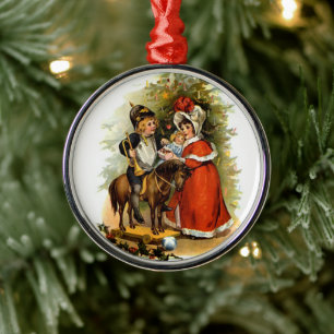 Vintage kerstkinderen metalen ornament