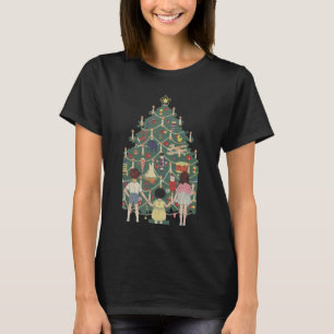 Vintage kerstkinderen rond een gedecorreerde boom t-shirt