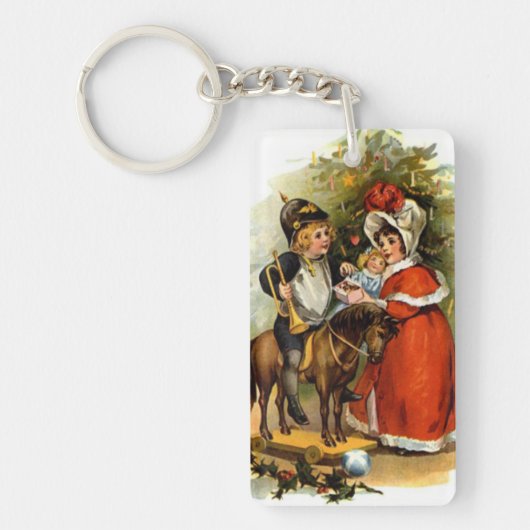 Vintage kerstkinderen sleutelhanger (Voorkant)