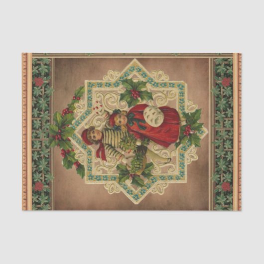 Vintage kerstkinderen tissuepapier (Voorkant)