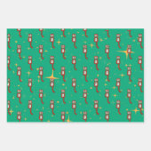 Vintage-kerstkit Kat Clock Cute Inpakpapier Vel (Voorkant 3)