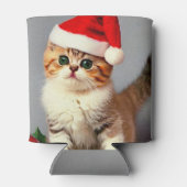 Vintage Kerstkitten in Santa Hat Blikjeskoeler (Achterkant)