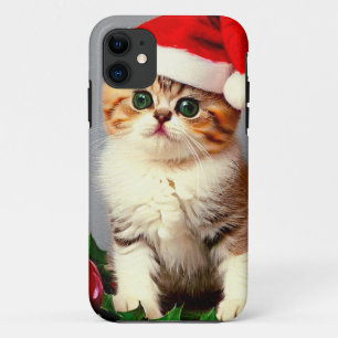 Vintage Kerstkitten in Santa Hat Case-Mate iPhone Case