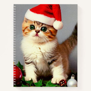 Vintage Kerstkitten in Santa Hat Notitieboek