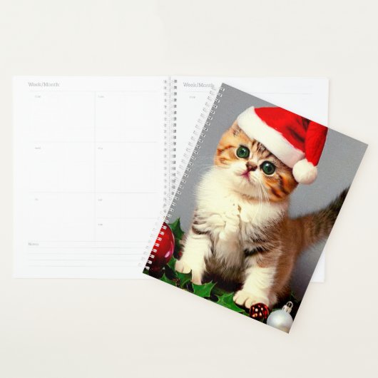 Vintage Kerstkitten in Santa Hat Planner (Display)
