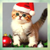 Vintage Kerstkitten in Santa Hat Raamsticker (Vel 3)