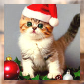 Vintage Kerstkitten in Santa Hat Raamsticker (Vel 2)
