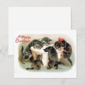 Vintage Kerstkittens Feestdagenkaart (Voorkant / Achterkant)