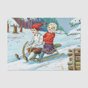 Vintage kerstkleden in slaapstand tissuepapier