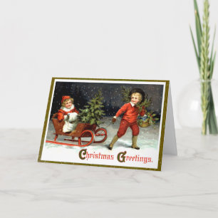 Vintage kerstkledij feestdagen kaart