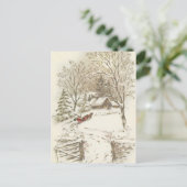 Vintage kerstkledij in sneeuw feestdagenkaart (Staand voorkant)