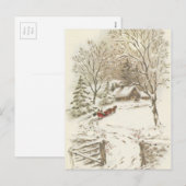 Vintage kerstkledij in sneeuw feestdagenkaart (Voorkant / Achterkant)