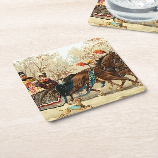 Vintage kerstkledij kartonnen onderzetters (Schuin)