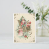 Vintage kerstkledij met Angels Feestdagenkaart (Staand voorkant)