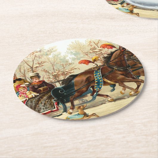 Vintage kerstkledij ronde kartonnen onderzetter (Gebogen)