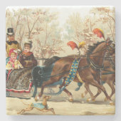 Vintage kerstkledij stenen onderzetter (Voorkant)