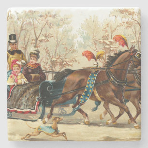 Vintage kerstkledij stenen onderzetter