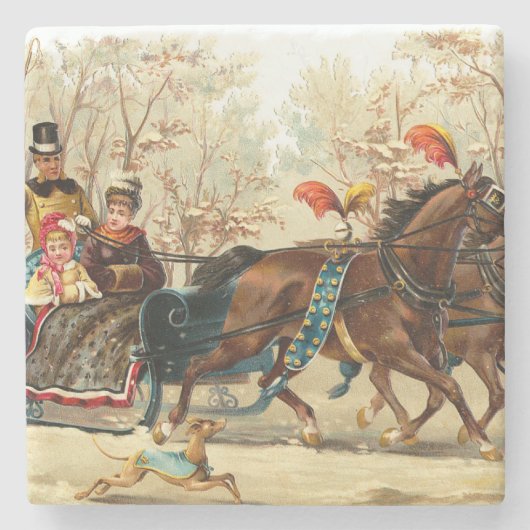 Vintage kerstkledij stenen onderzetter (Voorkant)