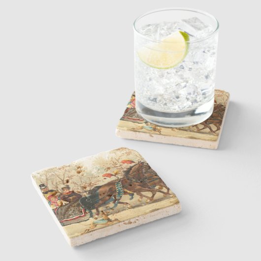 Vintage kerstkledij stenen onderzetter (Zijkant)