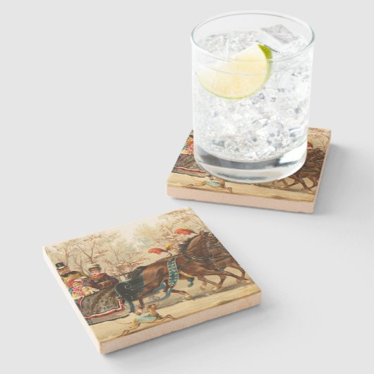 Vintage kerstkledij stenen onderzetter (Zijkant)