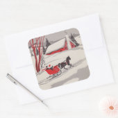 Vintage-kerstkledij Vierkante Sticker (Envelop)