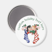 Vintage kerstkledingstukken met kinderen uit de kl magneet (Voorkant / Achterkant)