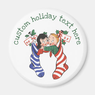 Vintage kerstkledingstukken met kinderen uit de kl magneet