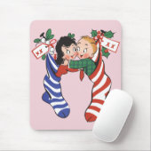 Vintage kerstkledingstukken met kinderen uit de kl muismat (Met muis)