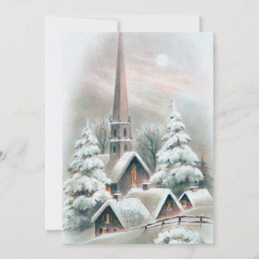 Vintage-kerstkleerkerk Feestdagenkaart (Voorkant)