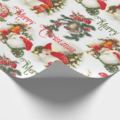 Vintage kerstkleppen en paddenstoelen cadeaupapier (Hoek)