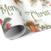 Vintage kerstkleppen en paddenstoelen cadeaupapier (Rol Hoek)