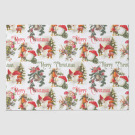 Vintage kerstkleppen en paddenstoelen tissuepapier