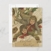 Vintage kerstkleppen feestdagenkaart (Voorkant / Achterkant)