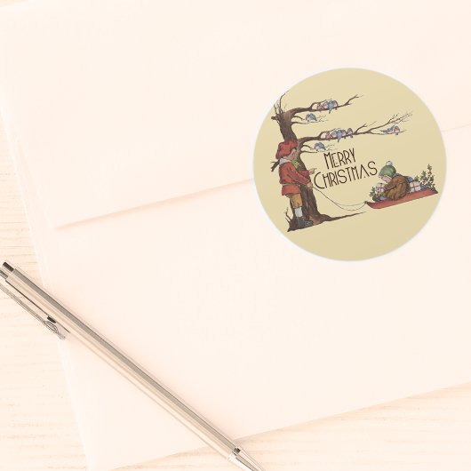 Vintage kerstkleppen hart sticker