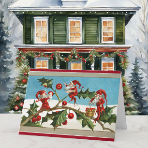 Vintage kerstkleven X 3 Persoonlijk bericht Kaart