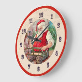 Vintage kerstklok - Santa building a sled Grote Klok (Hoek)