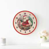 Vintage kerstklok - Santa building a sled Grote Klok (Huis)