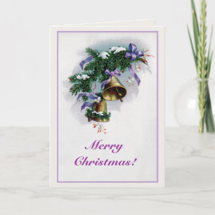 Vintage kerstklokken en decoratie feestdagen kaart