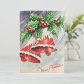 Vintage Kerstklokken op Holly Feestdagenkaart (Staand voorkant)