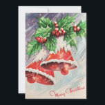 Vintage Kerstklokken op Holly Feestdagenkaart<br><div class="desc">Vintage Kerstklokken op Holly.</div>