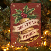 Vintage kerstklokwensen feestdagen kaart