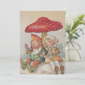 Vintage kerstkoepel met meisje van paddenstoel feestdagenkaart (Staand voorkant)