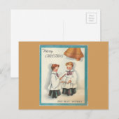 Vintage kerstkoeriersdienst feestdagenkaart (Voorkant / Achterkant)