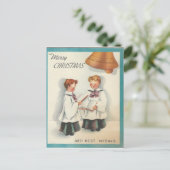 Vintage kerstkoeriersdienst feestdagenkaart (Staand voorkant)