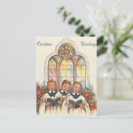 Vintage kerstkoeriersdienst feestdagenkaart (Staand voorkant)