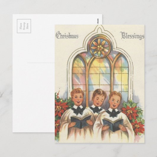 Vintage kerstkoeriersdienst feestdagenkaart (Voorkant / Achterkant)